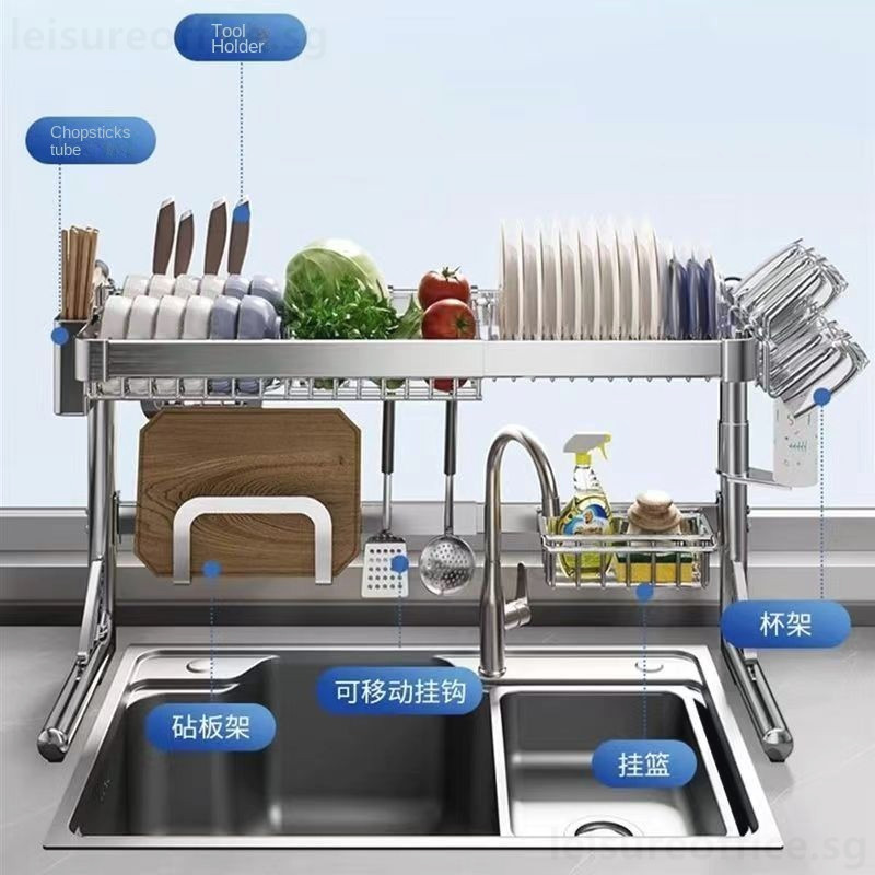 Kitchen Stainless Steel Telescopic Sink Storage Rack Steady Multi ...
