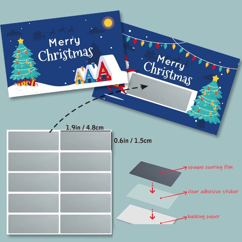 50pcs/abg Merry Christmas (cards+Scratch Stickers) DIY Make Your Own ...