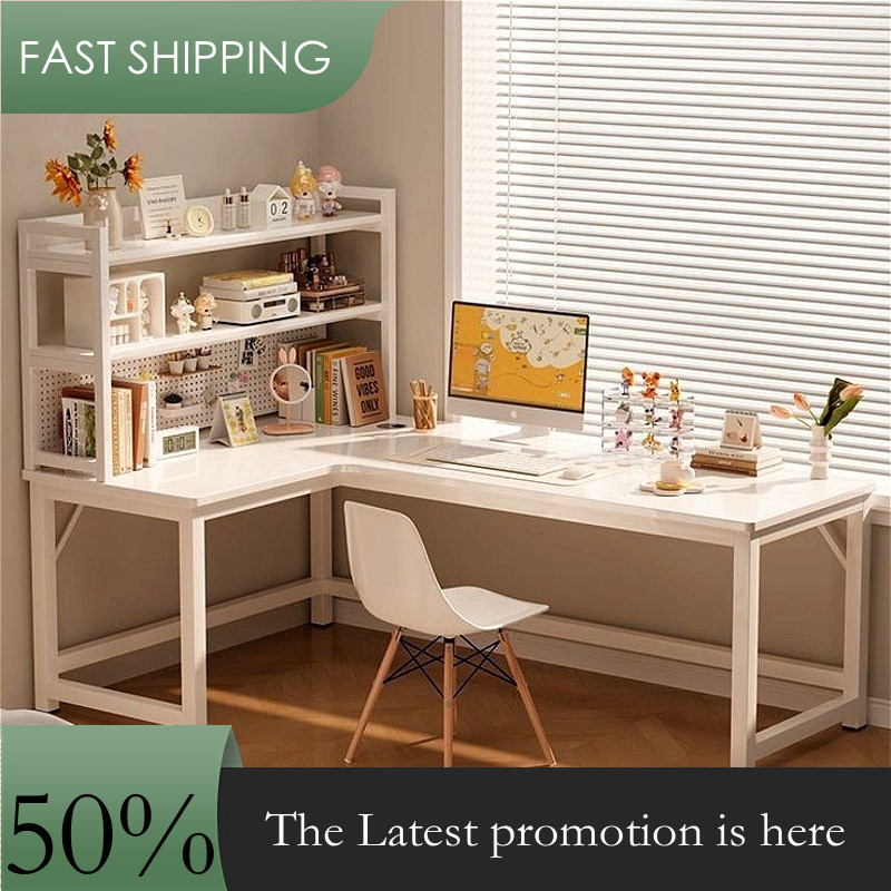Cream Style Computer Table | Hole Board + L Shape Desk + Integrated ...