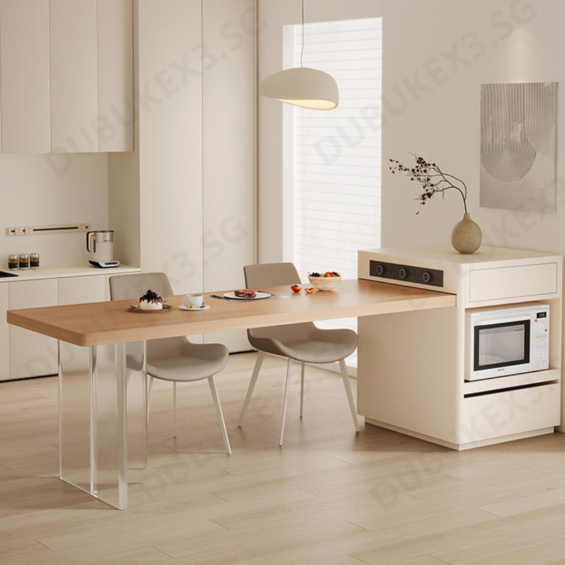 Japanese Style Solid Wood Island Cabinet Cream Style Integrated Island ...