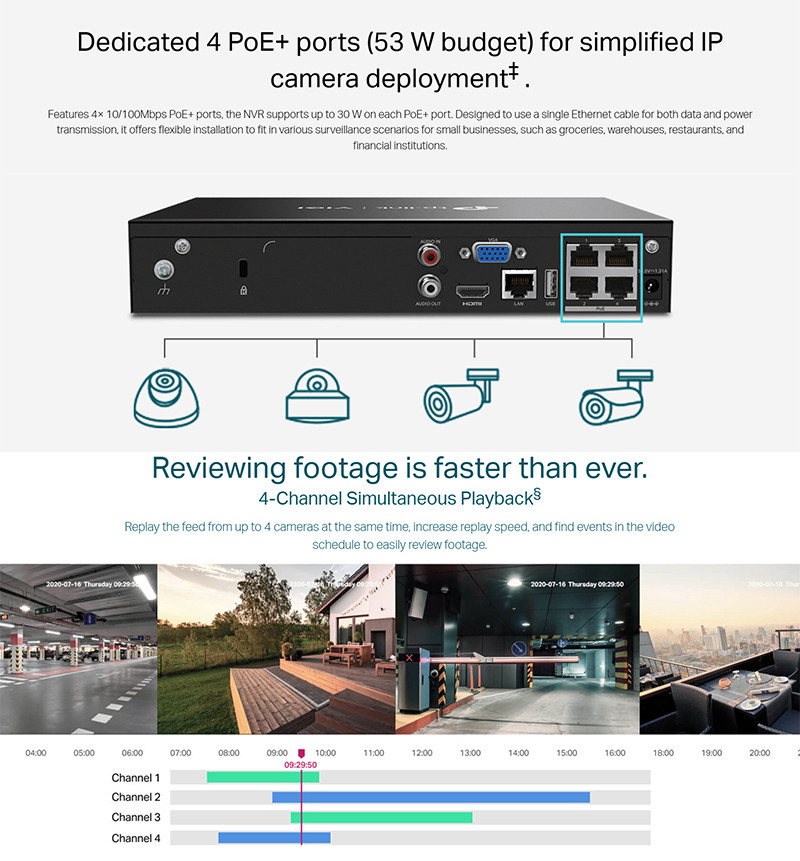 TP-Link VIGI NVR1004H-4P 4 Channel PoE+ Network Video Recorder | Shopee ...