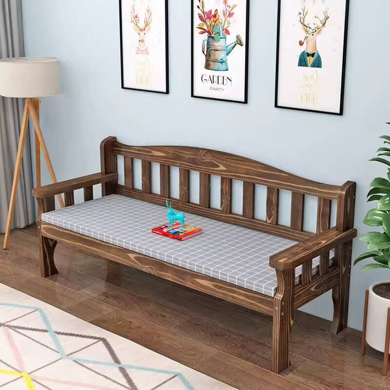 Solid Wood Long Chair Double Sofa Chair Balcony Leisure Home Living ...