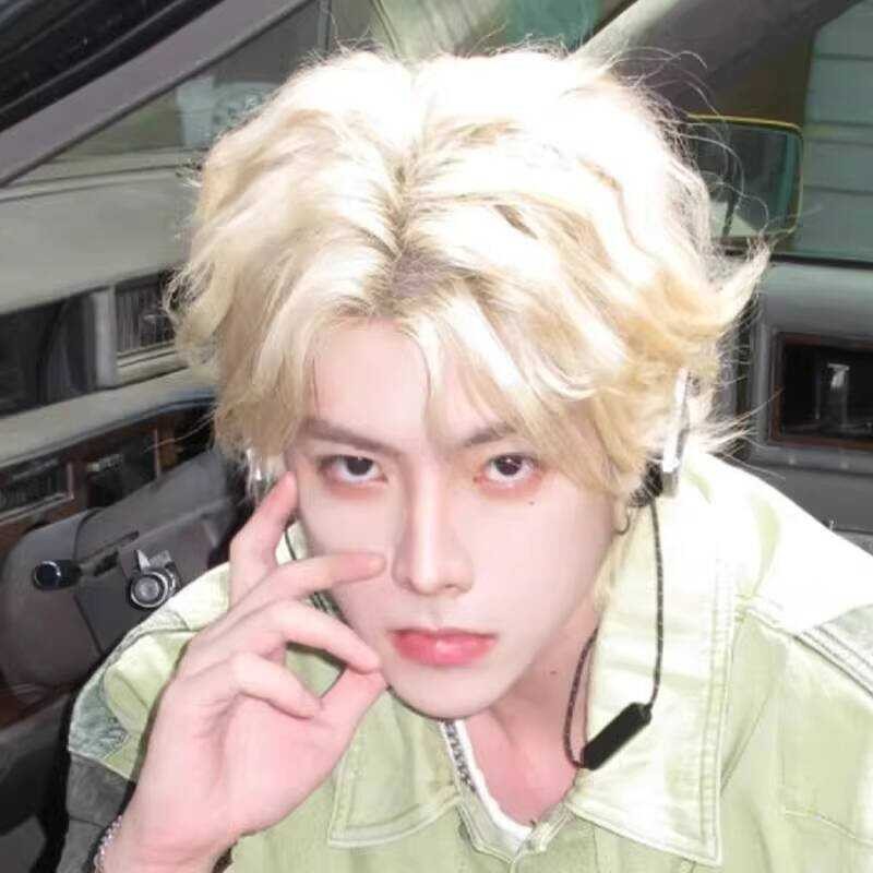 Wig Men Short Hair White Gold Boys Micro-Split Fragmented Cover Men's ...