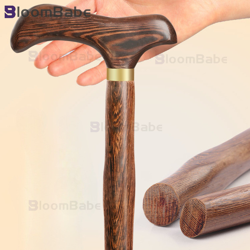 Crutch Lightweight Elderly Anti-Slip Cane Solid Wood Four-Legged ...