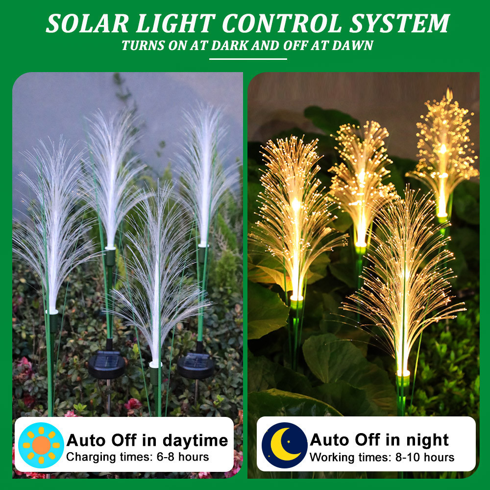4pcs Solar Garden Lights LED Luminous Reed Outdoor Waterproof Solar ...