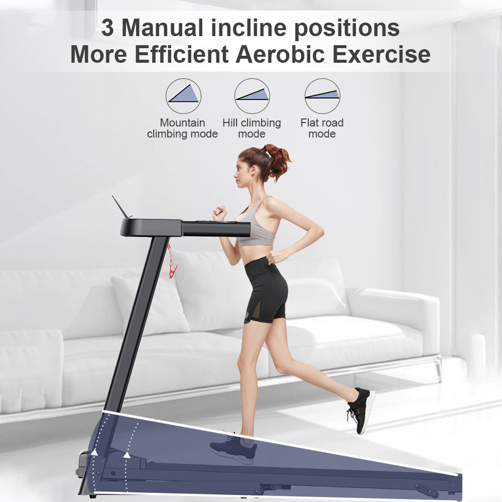 OneTwoFit Foldable Treadmill with Bluetooth 3 Manual Incline Positions ...