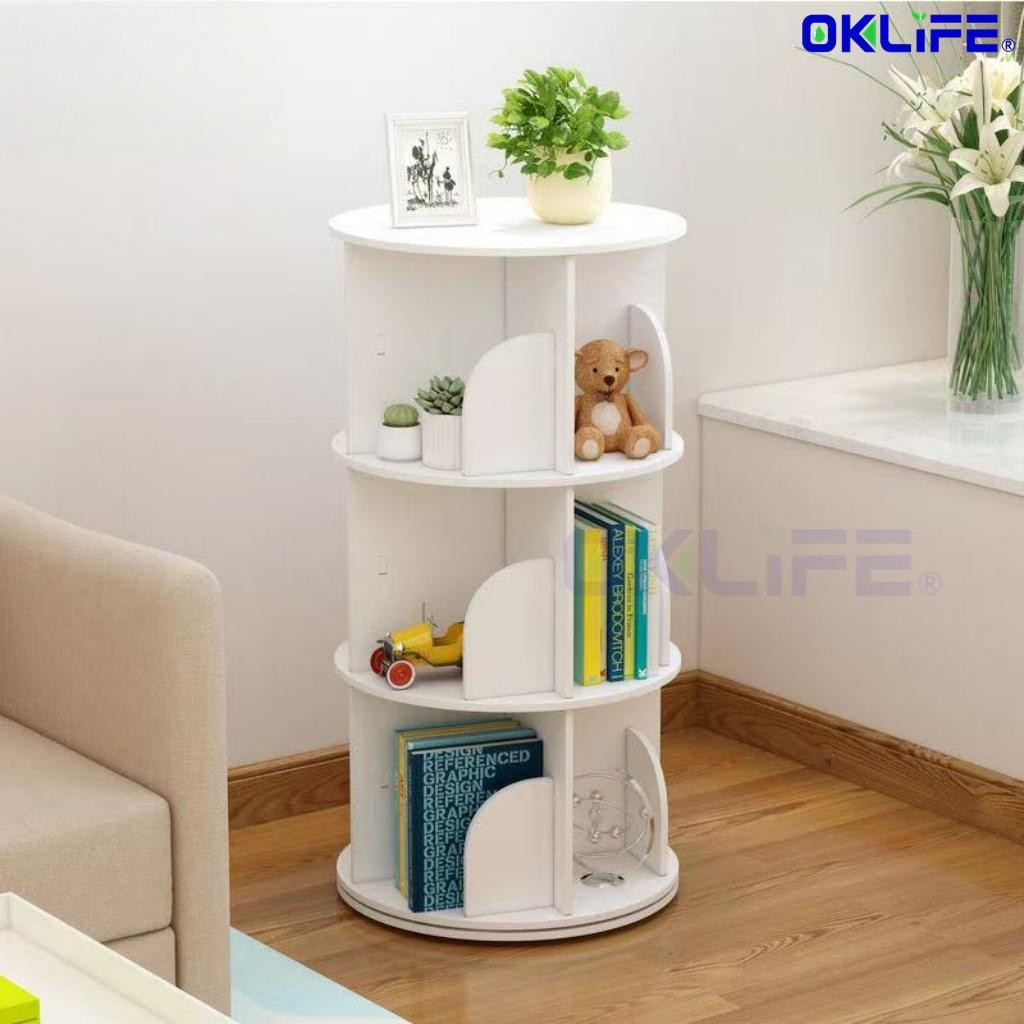360 Degree Rotating Multi-Layer Floor Standing Small Bookcase Stable Space Saving Student Books Storage Rack alternate view