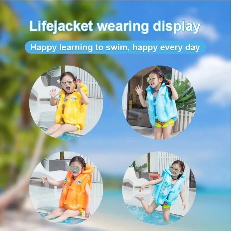 Kids Inflatable Swimming Vest Safety Life Jacket Jaket Floatable Renang ...
