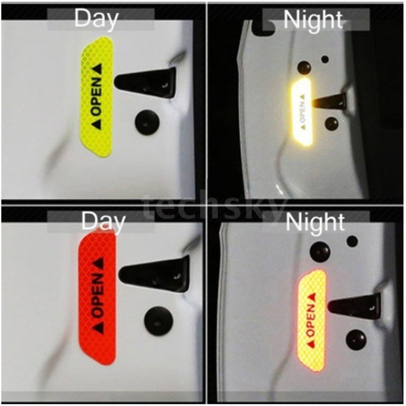 RONXMOR 4Pcs Car Door Warning Safety Reflective Strips Car Universal ...