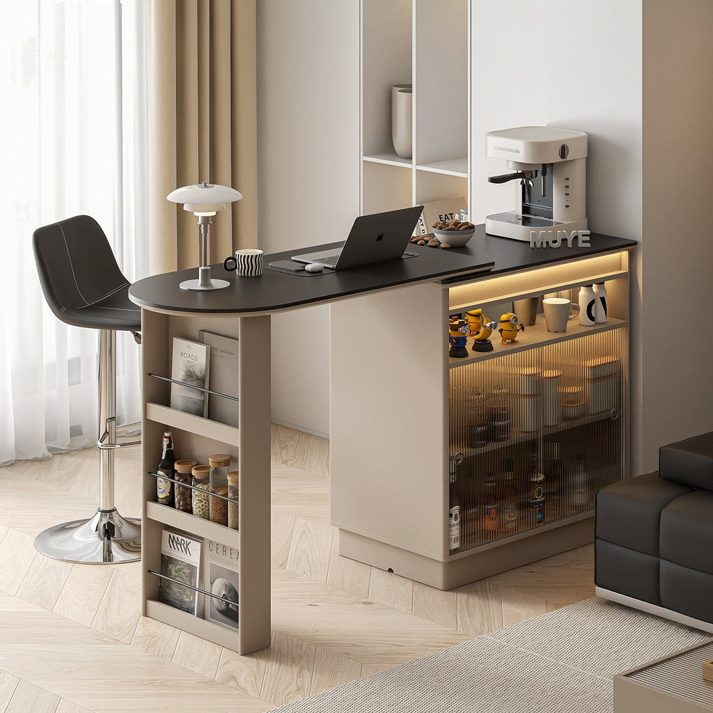 Island Table Italian Minimalist Extendable Bar Cabinet Integrated Solid ...