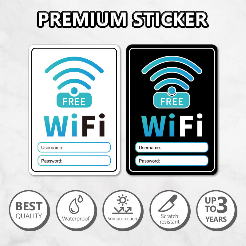 Free Wifi Sticker Sign Waterproof PVC Indoor Outdoor Use For Restaurant ...
