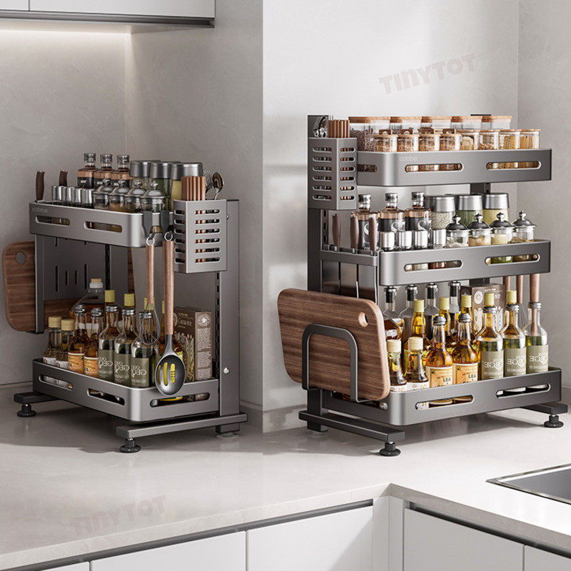 Stainless Steel Kitchen Spice Rack Countertop Multi-Functional Salt ...