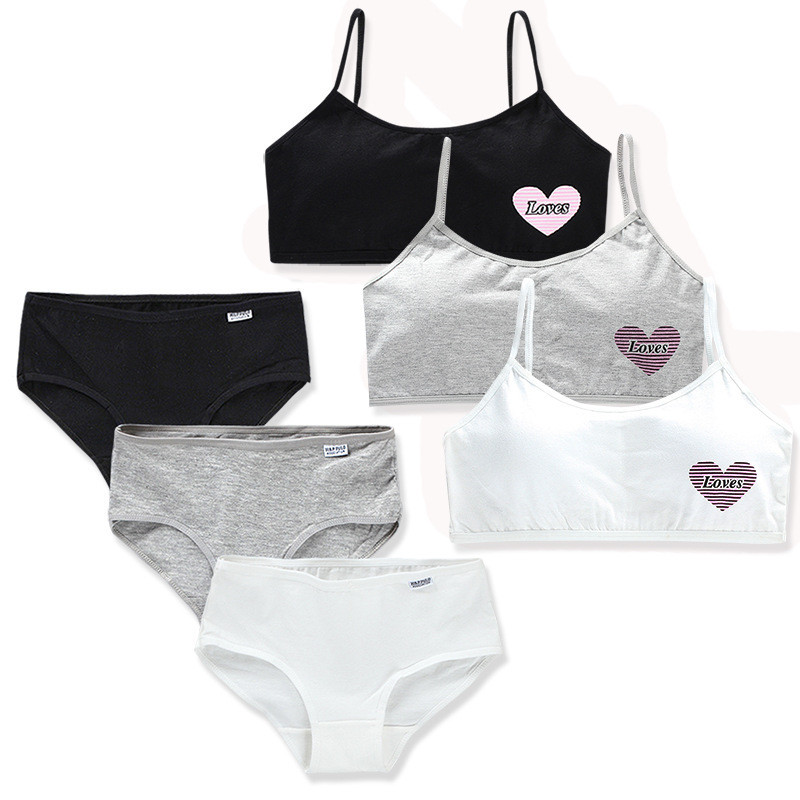 Girl Teenage Underwear Sets Cotton Underwire Free Training Bra with ...