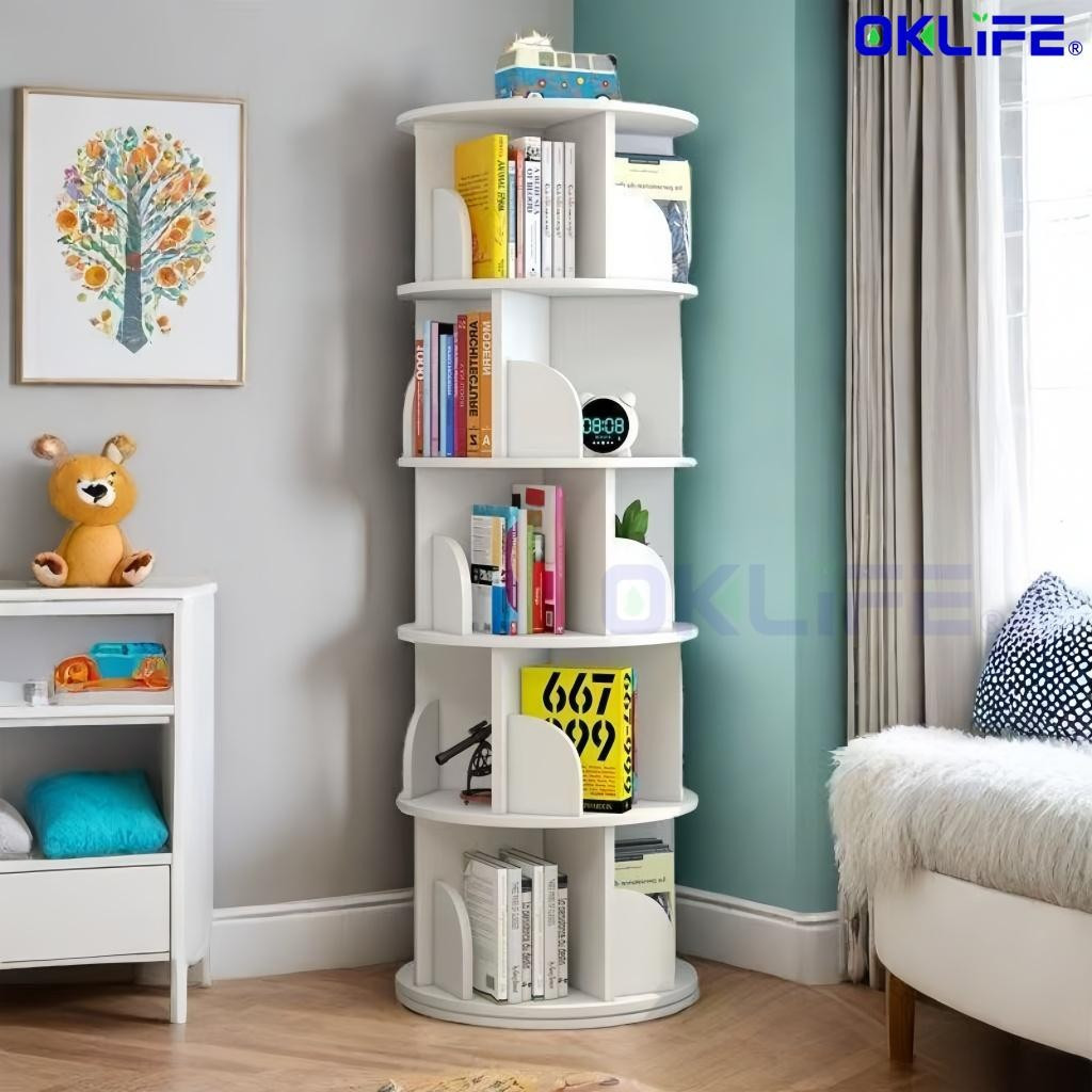 360 Degree Rotating Multi-Layer Floor Standing Small Bookcase Stable Space Saving Student Books Storage Rack view 9