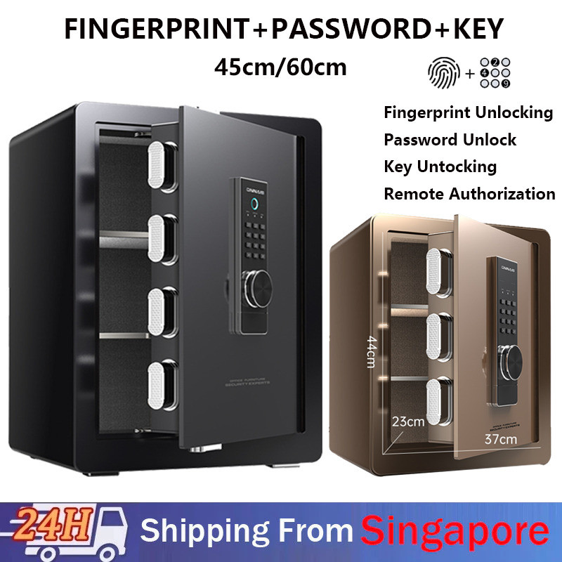 SG Stock Safe Box 45/60CM Safe Fingerprint Password Key Anti-theft ...