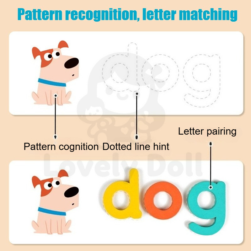 52Letters Letter Spelling Block Flash Cards for Kids Board Game Early ...