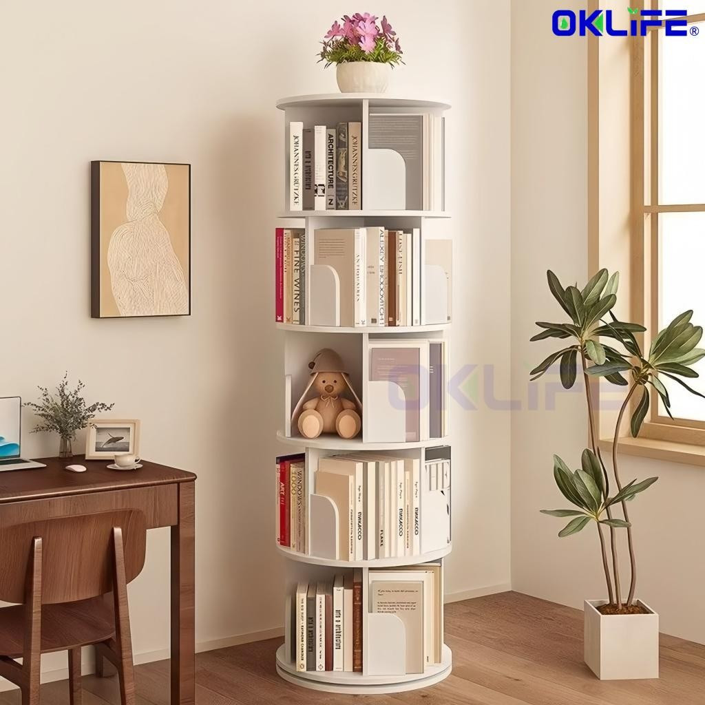 360 Degree Rotating Multi-Layer Floor Standing Small Bookcase Stable Space Saving Student Books Storage Rack view 4