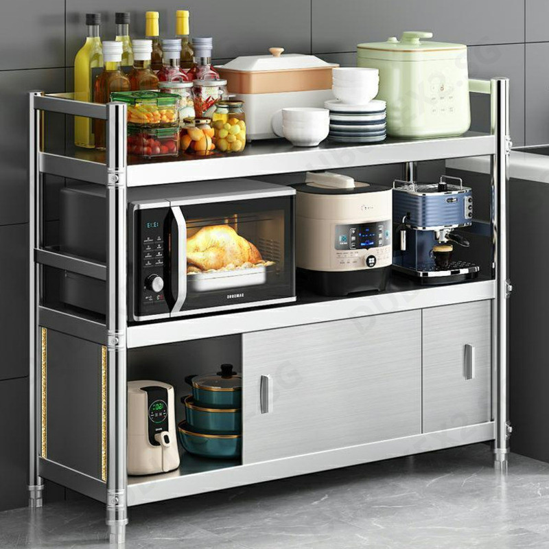 Stainless Steel Kitchen Cabinet Storage Rack With Sliding Door ...