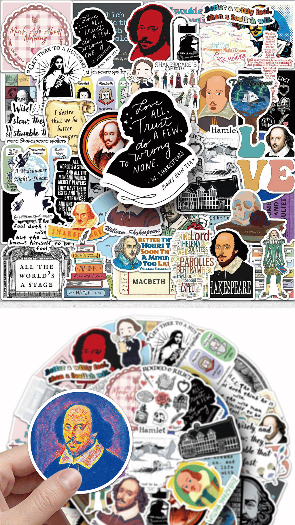 [KW] 50 pcs Sticker Pack Shakespeare Stiker + English Quotes, Classic ...