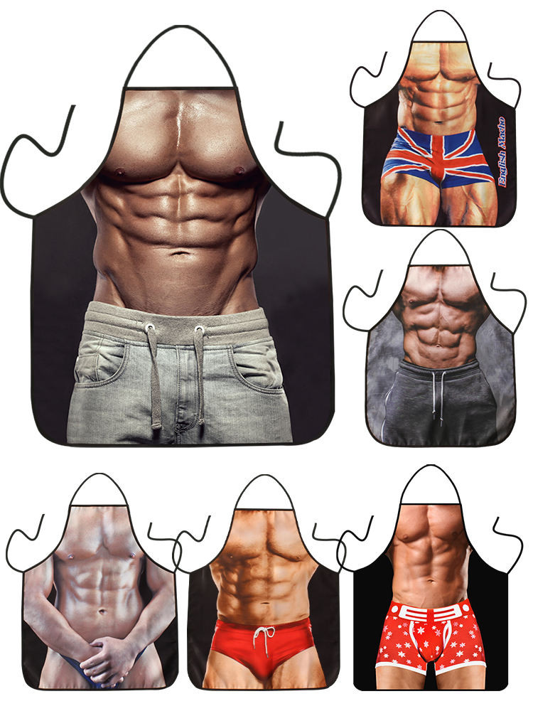 > New >. Creative Muscle Funny Abs Apron Kitchen Household Waterproof ...