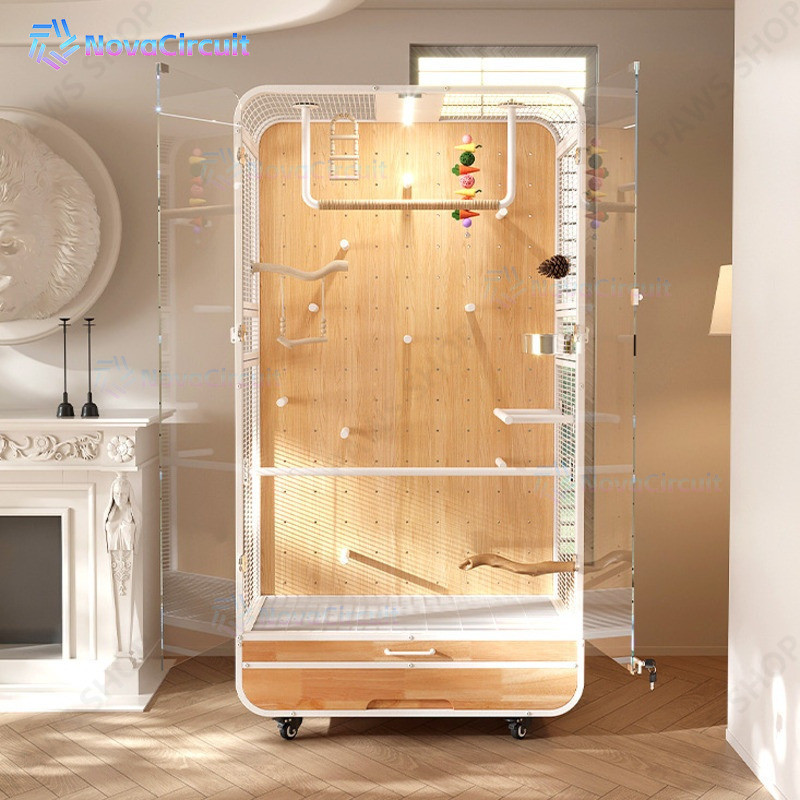 Large Bird Cage Parrot Villa Panoramic Luxury Solid Wood Ecological ...