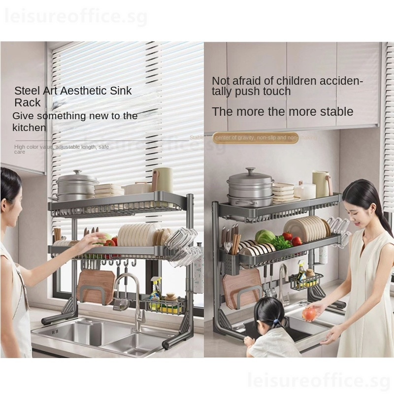 Kitchen Stainless Steel Telescopic Sink Storage Rack Steady Multi ...