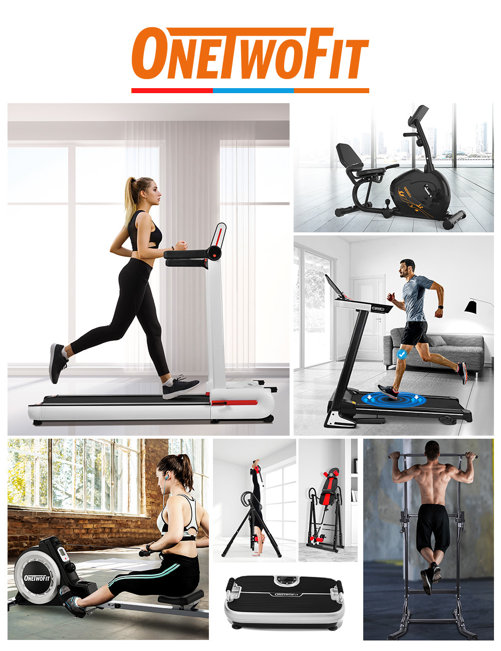 OneTwoFit Rowing Machine with Magnetic Resistance Monitor 16 Level ...
