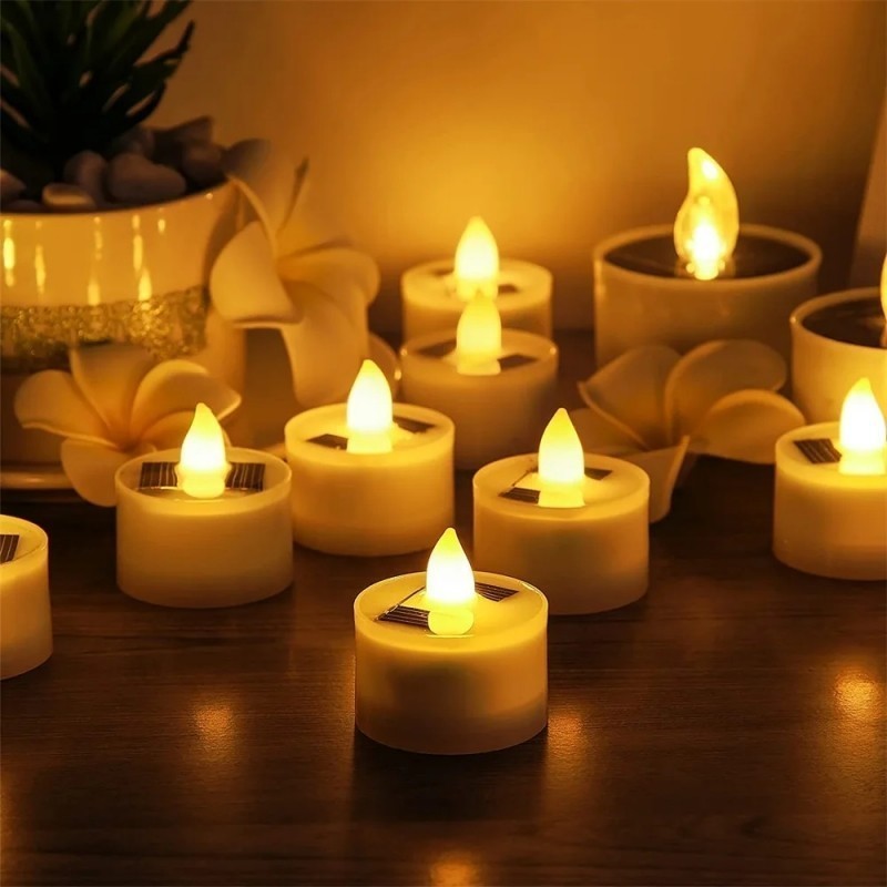 [Ready Stock]4pcs Deepavali Solar LED Flameless Candle Light Outdoor ...