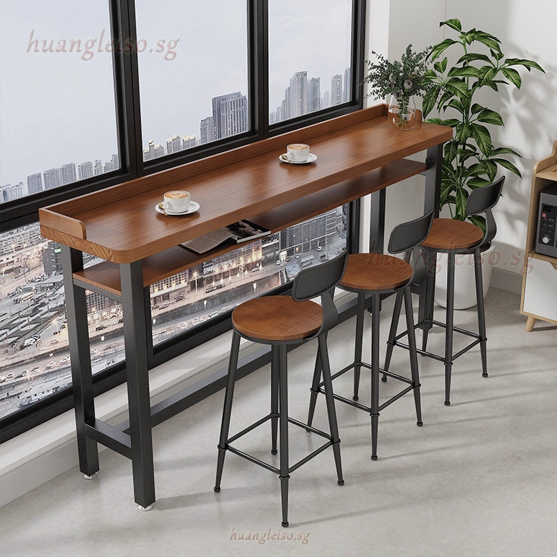 huangleis0.sg Bar Table Double-layer Solid Wood Baffle Balcony Narrow ...