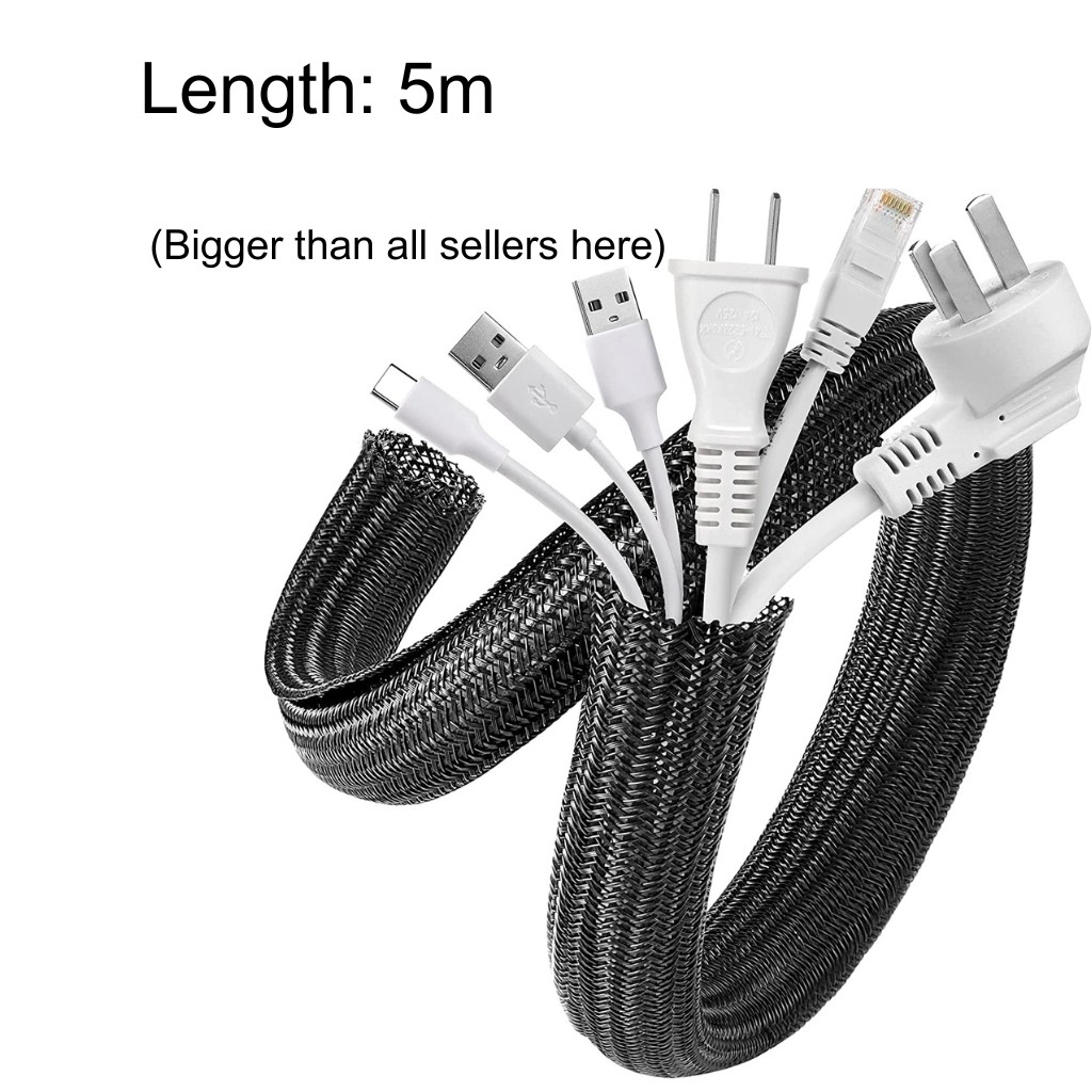 SG]🔥Black & White Multihole Cable Management Sleeve, Neoprene Cord ...