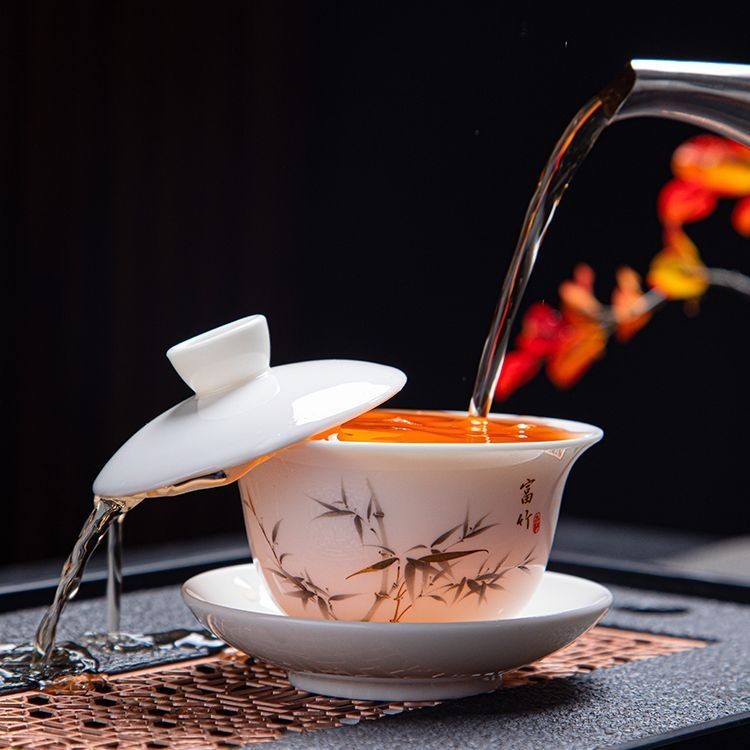 Yangzhi Jade three-function floating tea bowl, anti-scald tea set ...