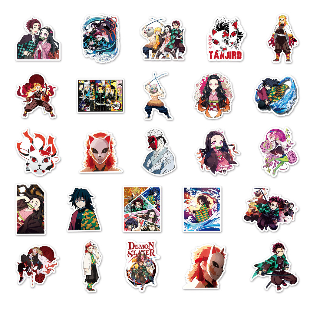 50pcs Cool Demon Slayer Stickers for Laptop Skateboard Luggage Anime ...