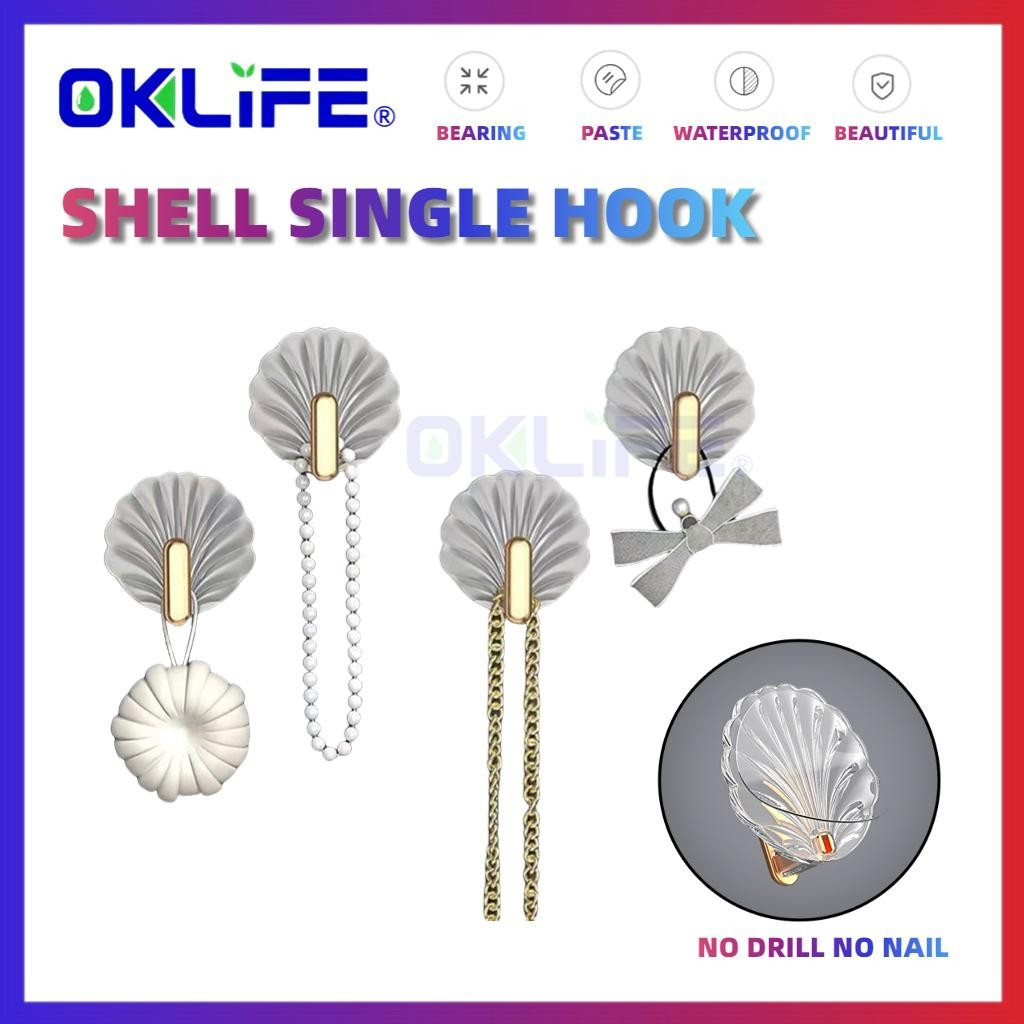 Transparent Seamless Shell Hooks No Drill Self Adhesive Multi Purpose Wall Hanging Organizer For Household