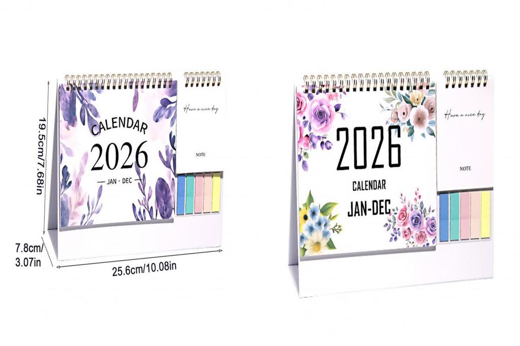 HLS Compact Weekly Scheduler 2026 Desk Calendar with Sticky Notes Small ...