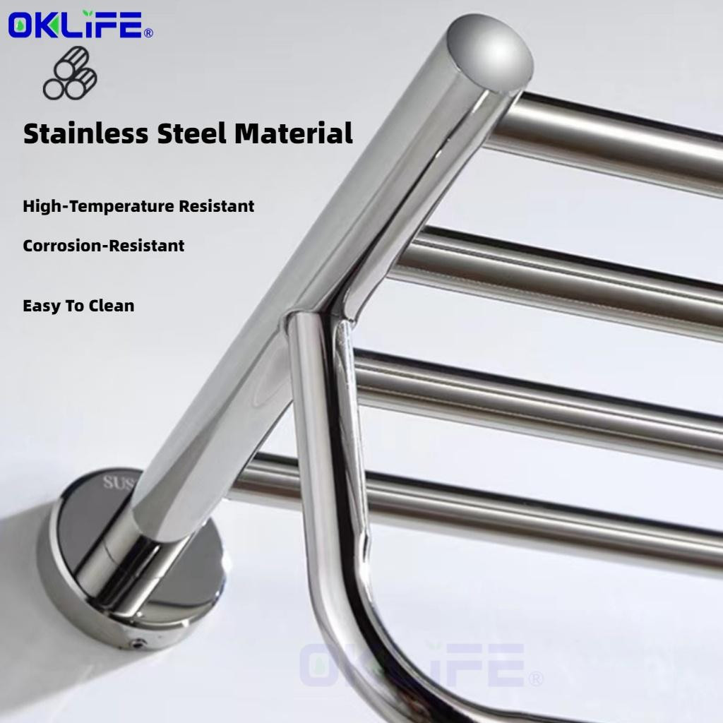 SUS 304 Stainless Steel Wall Mounted Matt Silver Bathroom Towel Hanging Rack Towel Storage Organizer view 7
