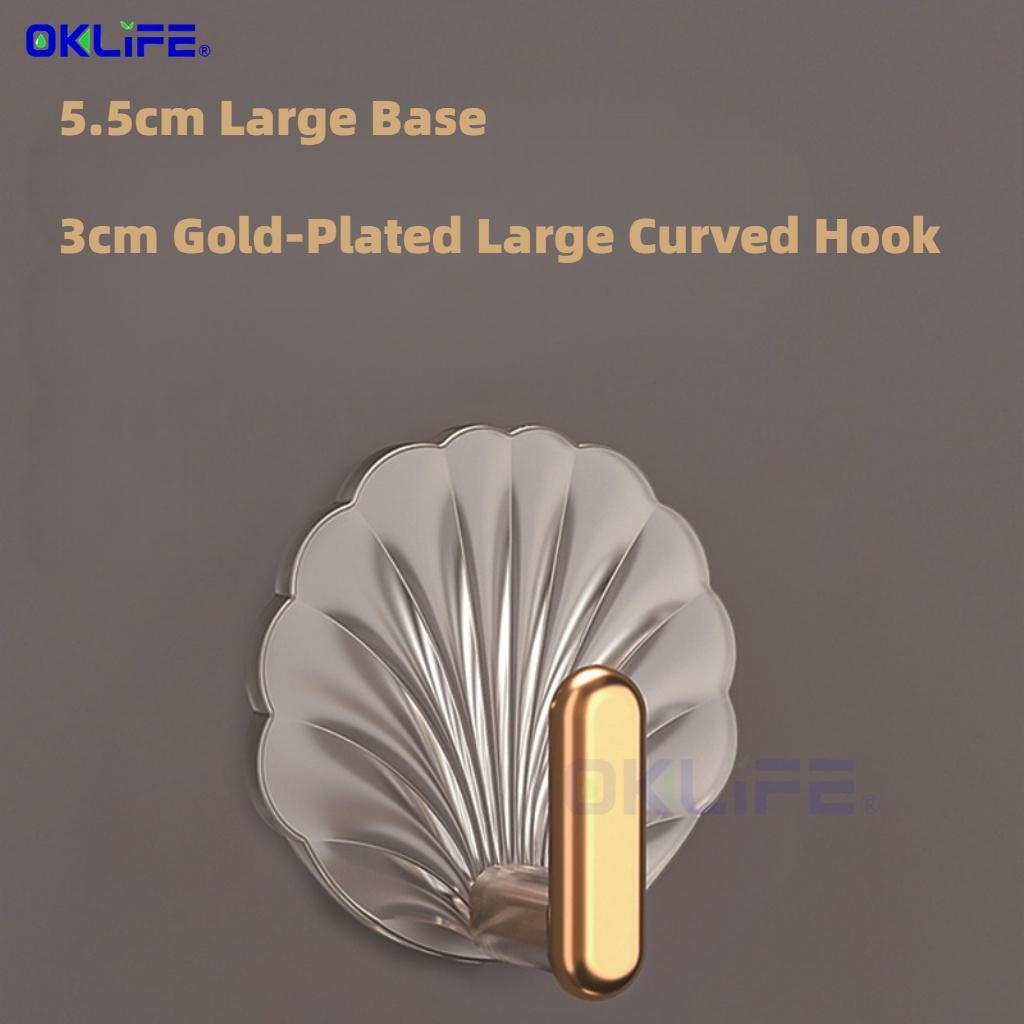 Transparent Seamless Shell Hooks No Drill Self Adhesive Multi Purpose Wall Hanging Organizer For Household view 6