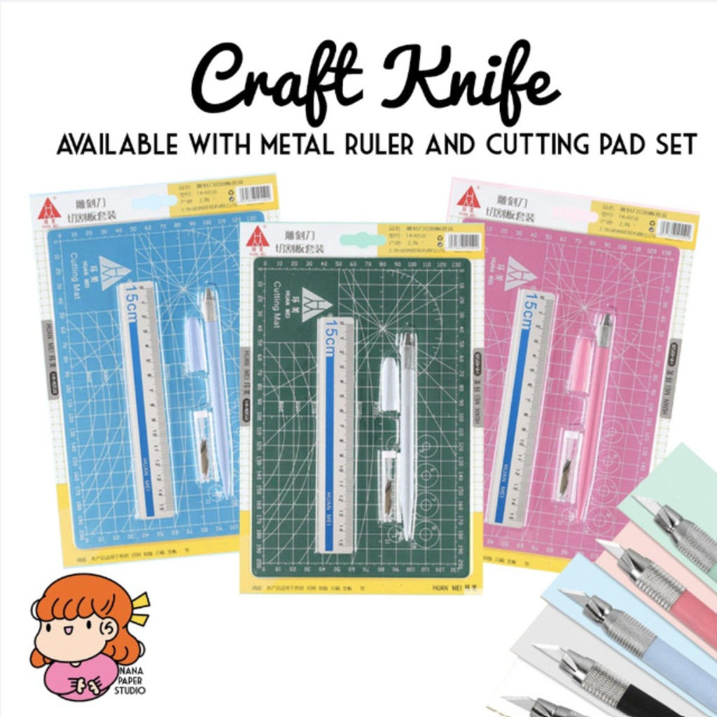 🇸🇬 Craft Knife Precision Paper Cutter with A5 Cutting Pad Metal Ruler ...