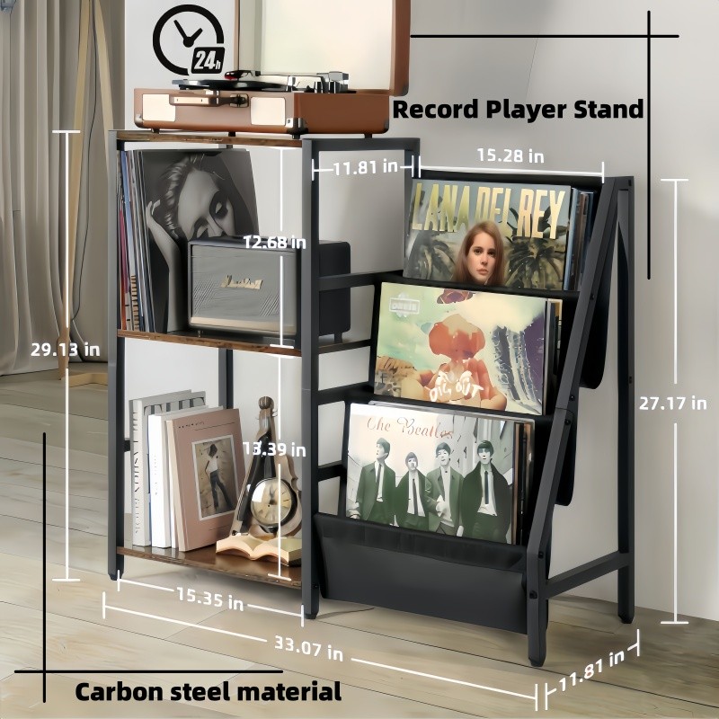 Multifunctional 3-Layer Record Player Display Stand & CD Cabinet ...