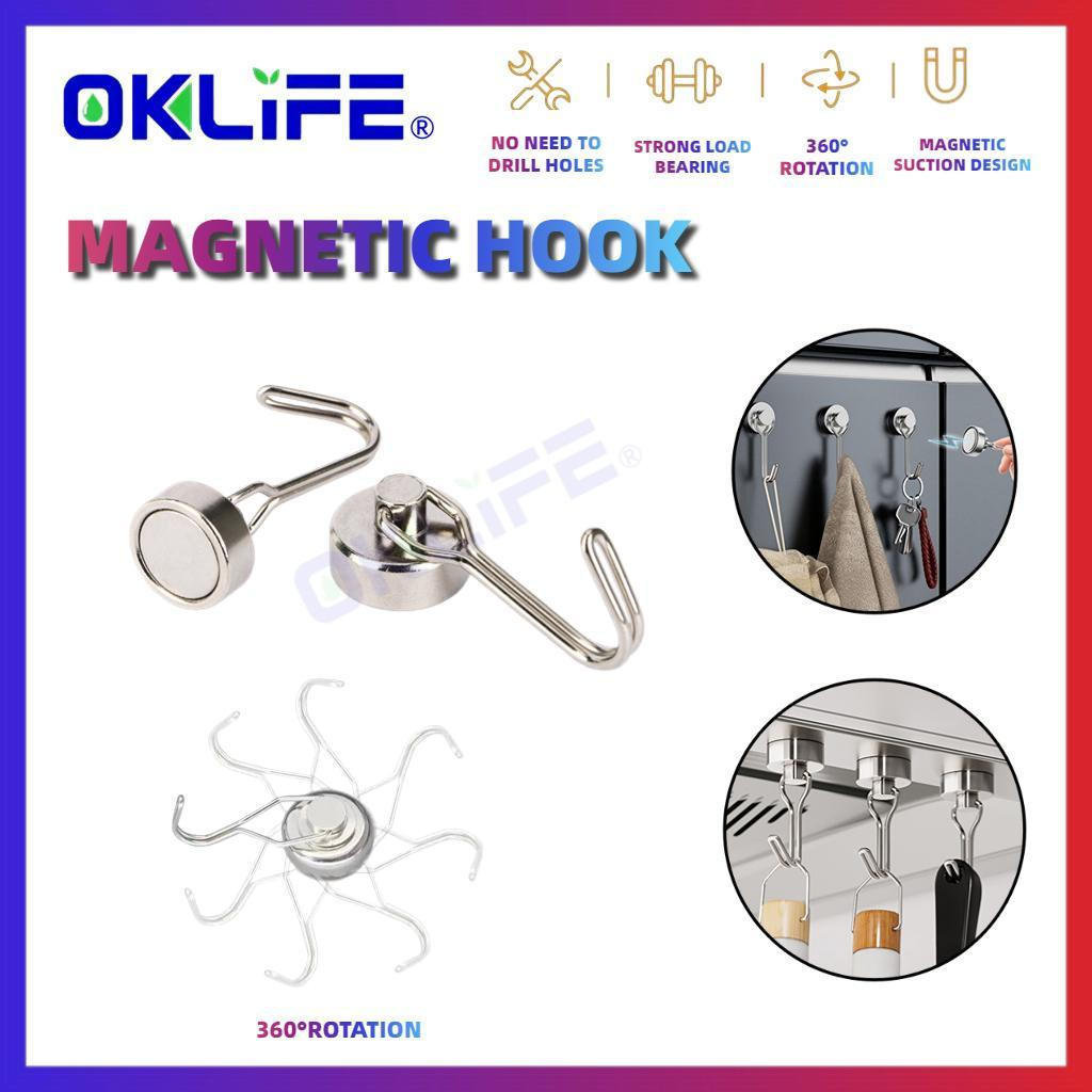 Rust Proof No Drill Strong Magnetic Hook 360 Rotating Fridge Holder Kitchen Household Storage Organizer