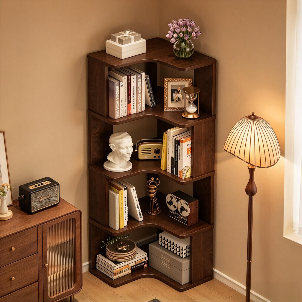 Corner Bookshelf Floor-Standing Storage Rack Home Living Room Storage ...