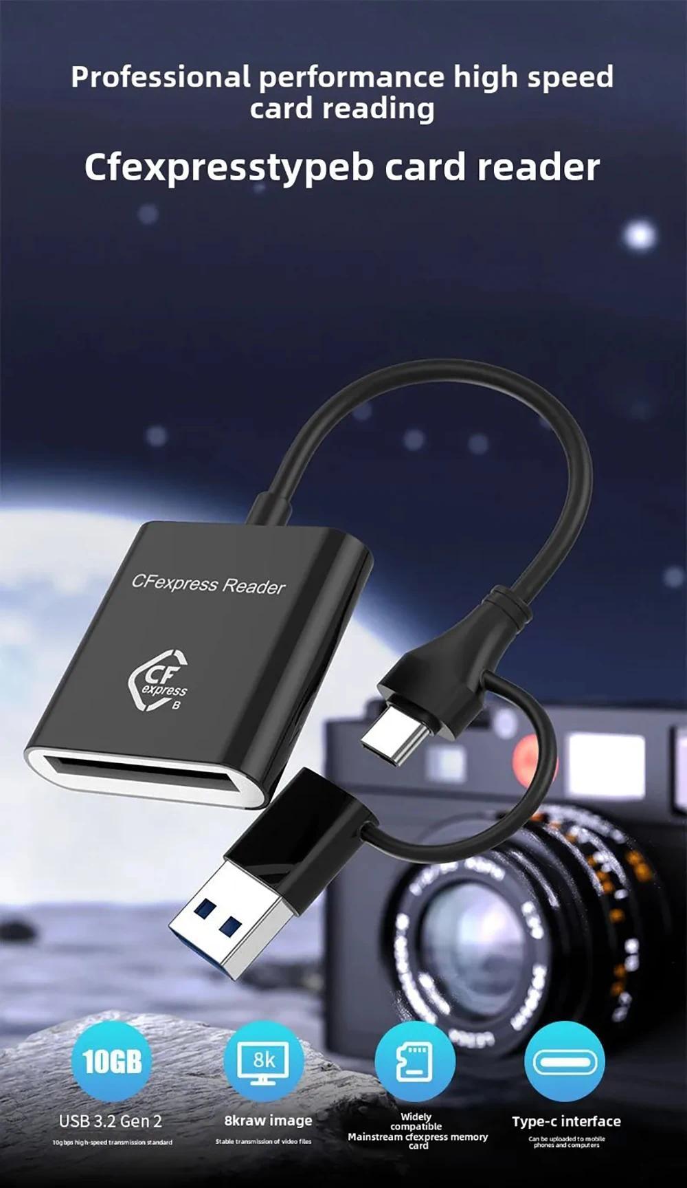 10Gbps Cfexpress Type B Card Reader Writer USB3.2 Gen2 USB-C Cfe Card ...