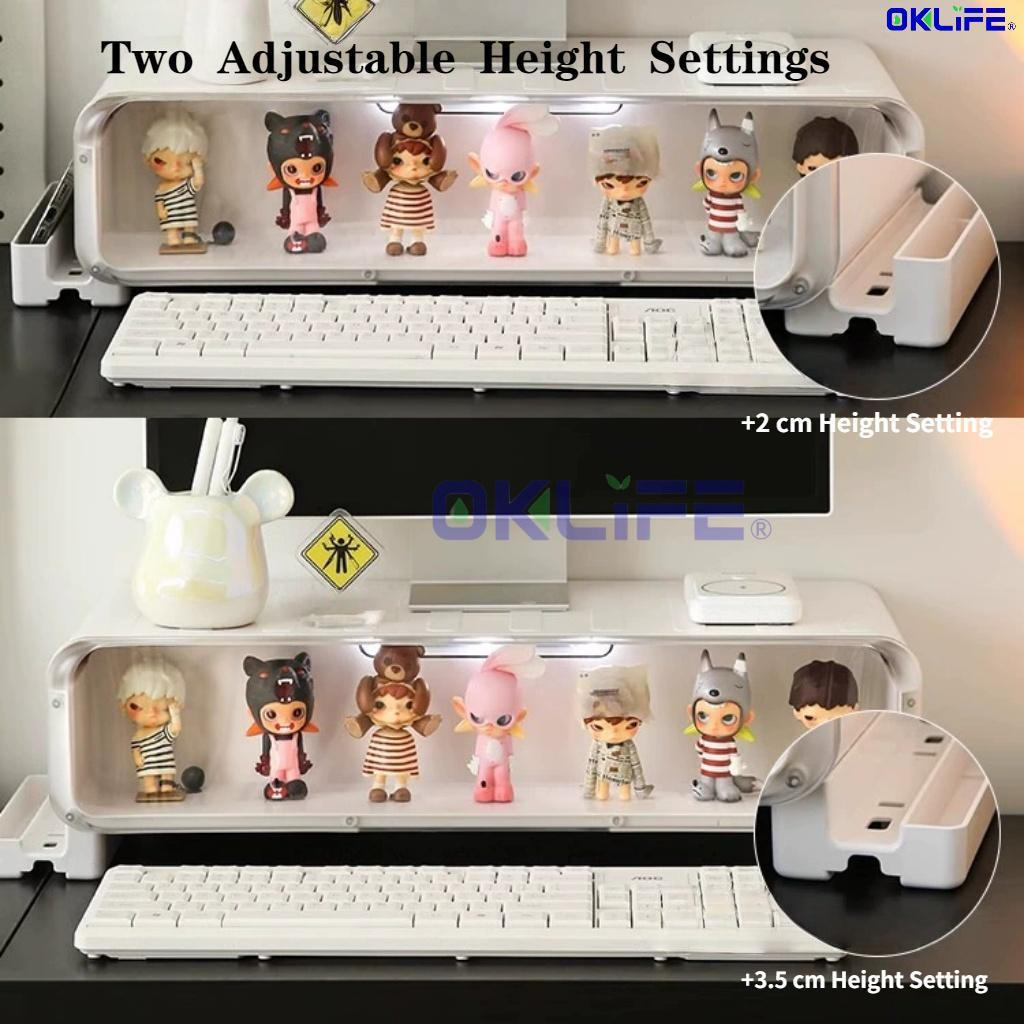 LED Light Monitor Stand With Transparent Blind Box Display Cabinet Multifunctional Desktop Storage Organizer view 4