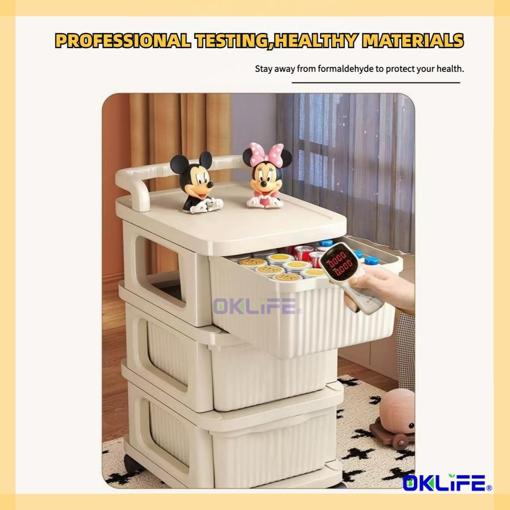Rolling Cart Rust Proof Mobile Trolley Kids Snack Storage Cabinet Floor Organizer HDB Condo Home Storage Rack view 7