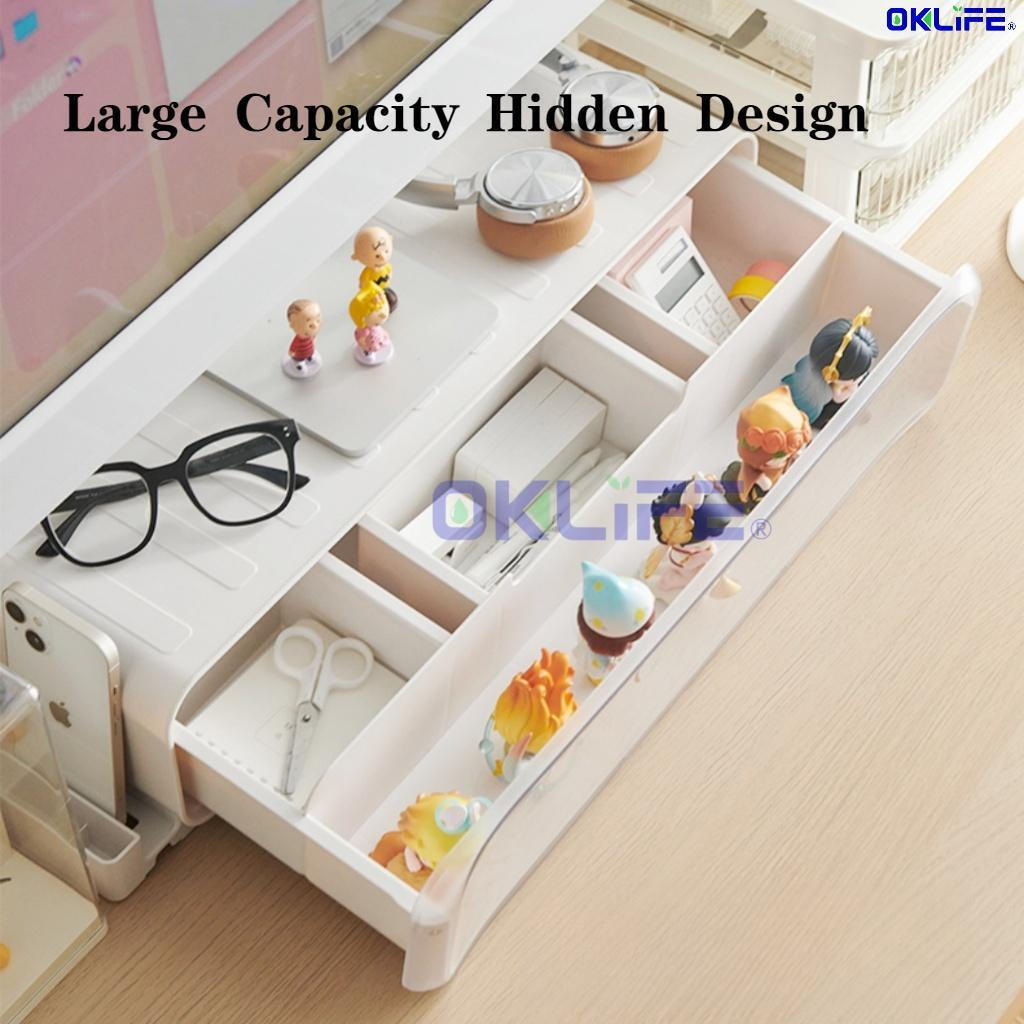 LED Light Monitor Stand With Transparent Blind Box Display Cabinet Multifunctional Desktop Storage Organizer view 7