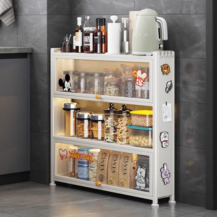 Kitchen Rack Ultra-thin Floor-standing Multi-layer With Door Extremely ...