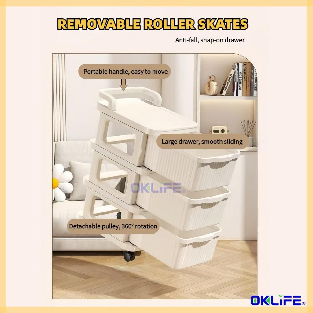Rolling Cart Rust Proof Mobile Trolley Kids Snack Storage Cabinet Floor Organizer HDB Condo Home Storage Rack view 6