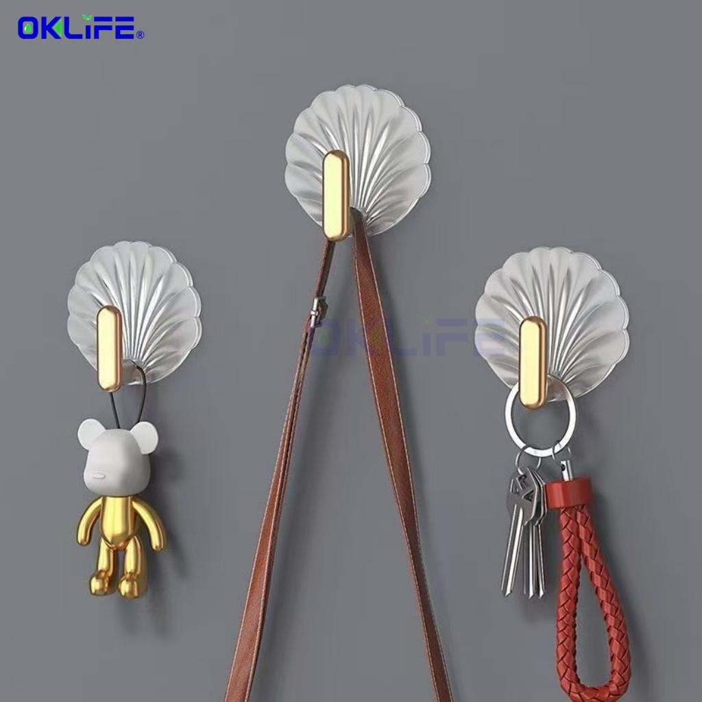 Transparent Seamless Shell Hooks No Drill Self Adhesive Multi Purpose Wall Hanging Organizer For Household view 3