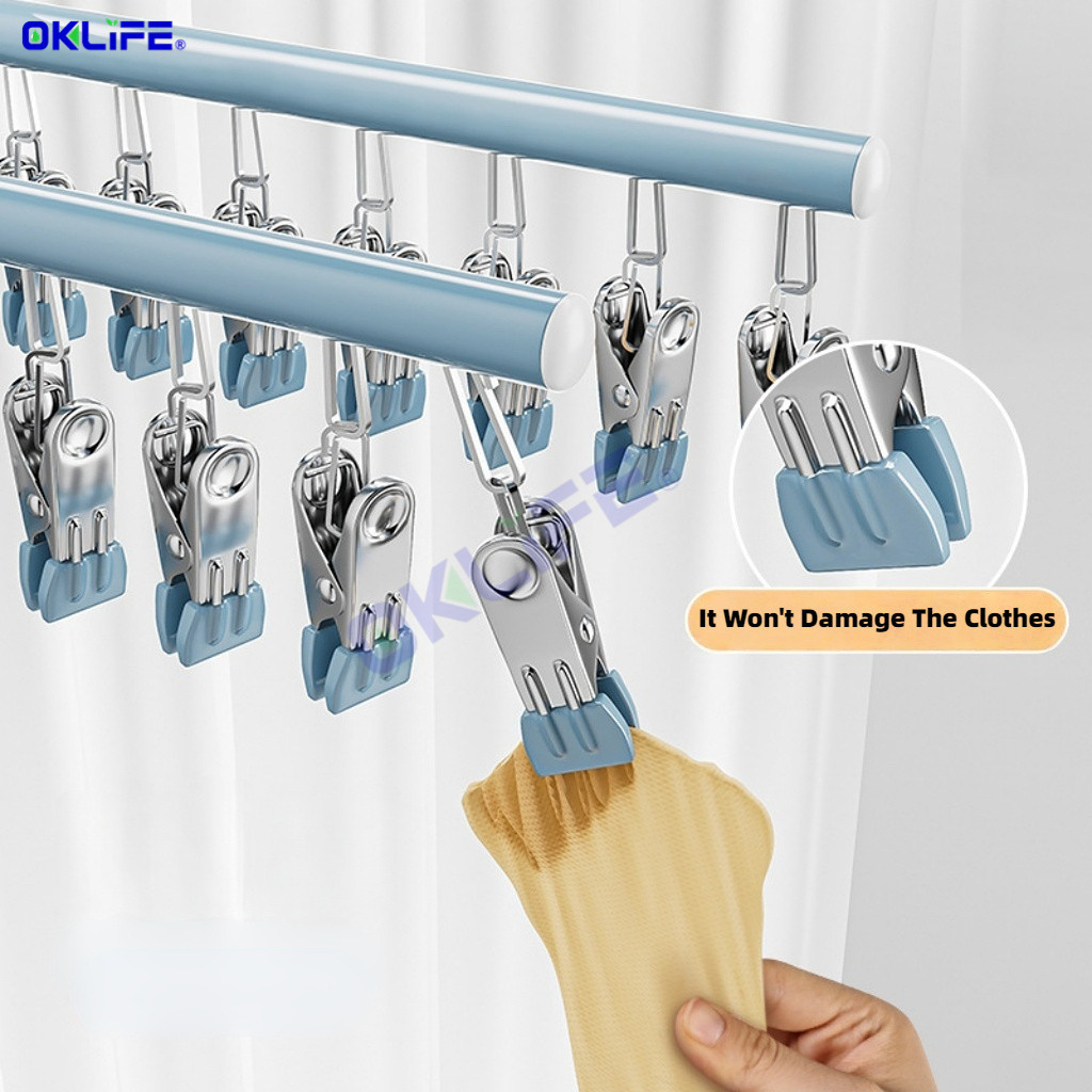 Windproof Laundry Drying Rack Non Marking Multiclip Hanger For Socks Underwear Clothes Drying Clip Rack view 6