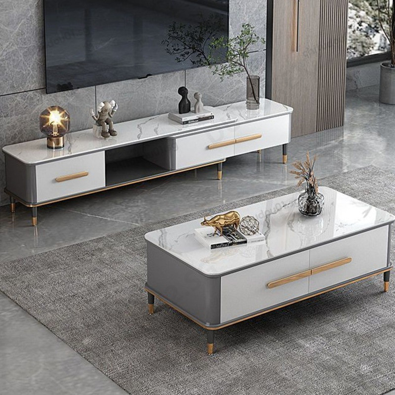 Solid Wood TV Coffee Table Set Luxury Modern Small Apartment — free download