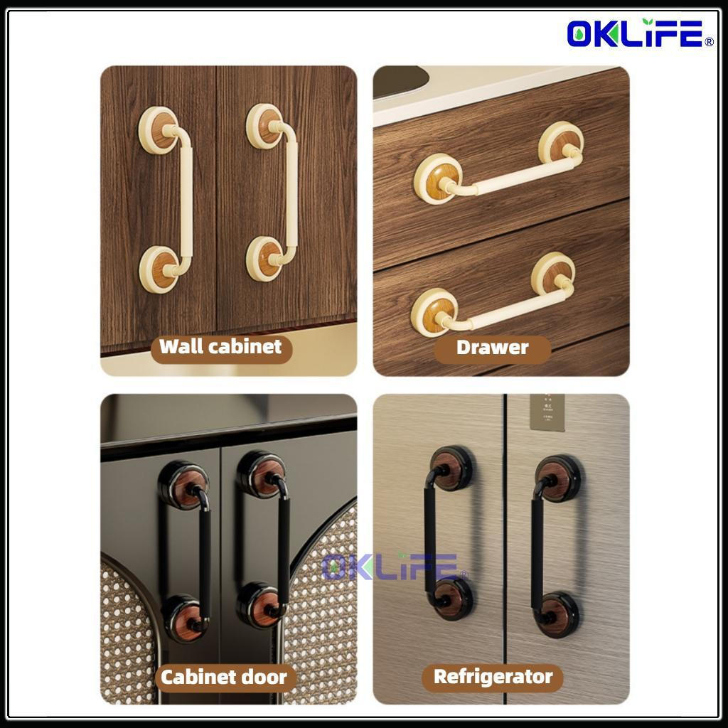 Self Adhesive Suction Cup Door Pull Wood Texture Anti Slip Waterproof Cabinet Handle Condo Home Office Fixture view 6